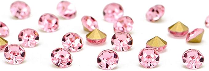 1440pcs Rhinestones Round Point Back Crystal Gem Glass Diamante Rhinestones Nail Art Decoration Jewelry Finding Beads Craft Gems (Pink, 3mm)