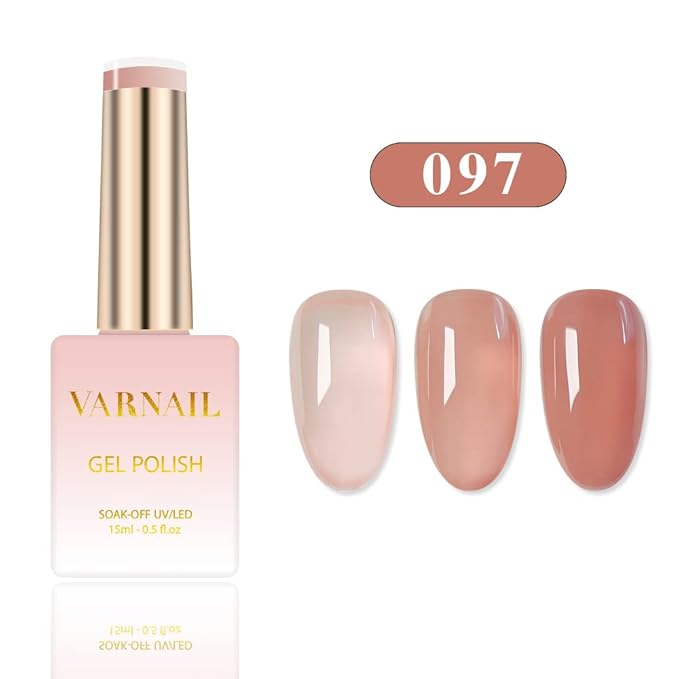 VARNAILDried Rose Jelly Gel Nail Polish Kit 6 Colors 15 ml, Translucent Rose Sheer Gel Polish, Salon Quality Soak off UV Light Gel Nail Polish Set