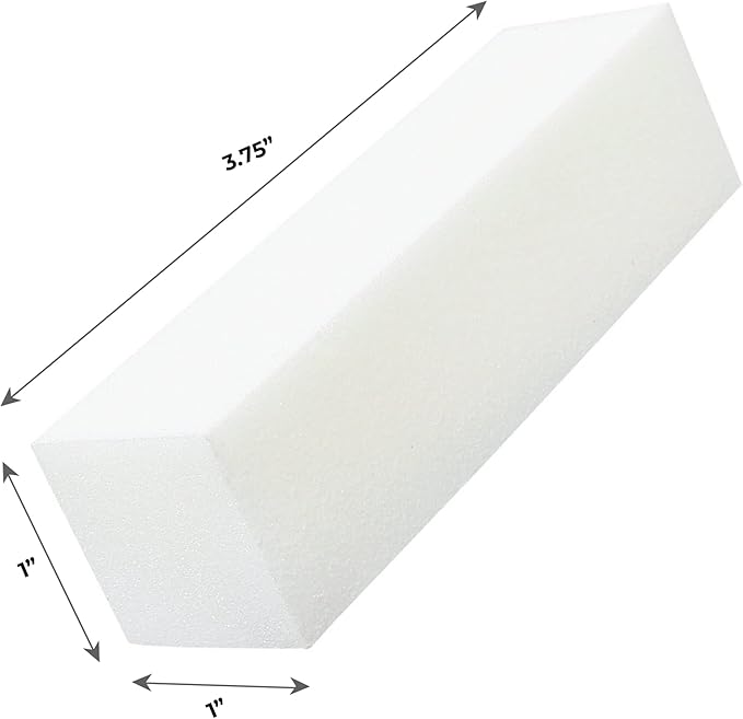 ForPro Professional Collection Super White Buffing Block, 240 Grit, Four-Sided Manicure and Pedicure Nail Buffer, 3.75” L x 1” W x 1” H, 20-Count