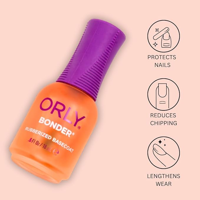 Orly Bonder Base Coat | Nail Polish Base Coat | Rubberized Basecoat for Long-Lasting Manicures & Pedicures (Bonder, 2 pack)