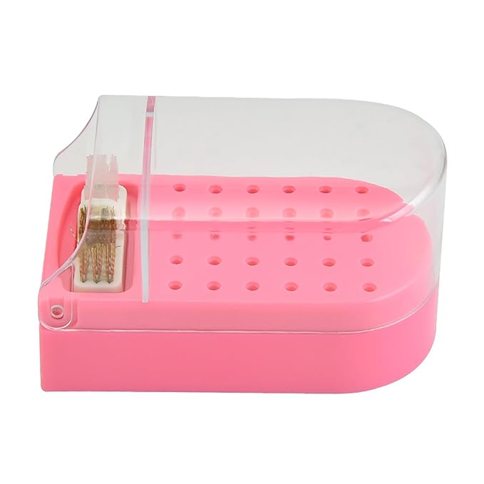 Nail Drill Bit Holder,Nail Drill Bit Display Box Plastic 30 Holes Transparent Portable Nail Drill Bit Holder with Cleaning Brush ()