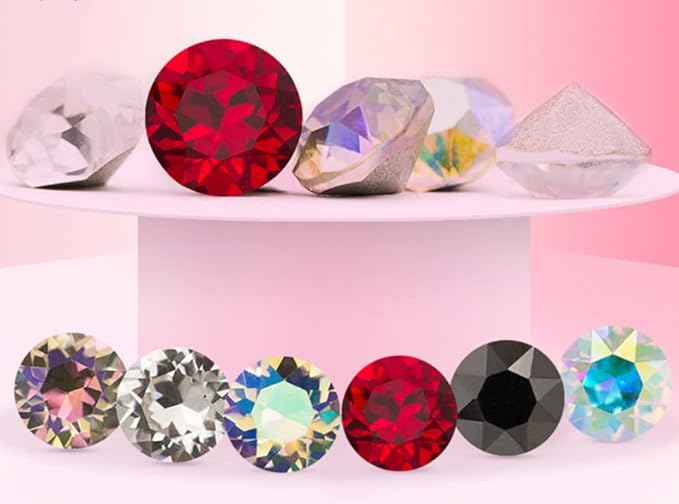 ChangJin 70PCS Mixed Colors K9 Crystals Point Back Rhinestones Round Fancy Stones for Nail Art (10mm 70PCS, Mixed Colors)
