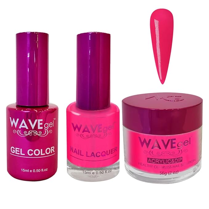 WAVEGEL Soak-Off Gel, Nail Lacquer & Acrylic/Dip Powder Matching Set - Princess Collection - #85 Rose Field