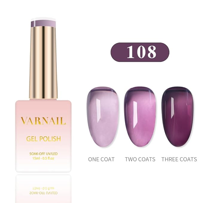 VARNAIL Cyberpunk Jelly Gel Nail Polish Kit 6 Colors 15 ml, Translucent Gel Polish, Salon Quality Soak off UV Light Gel Nail Polish Set