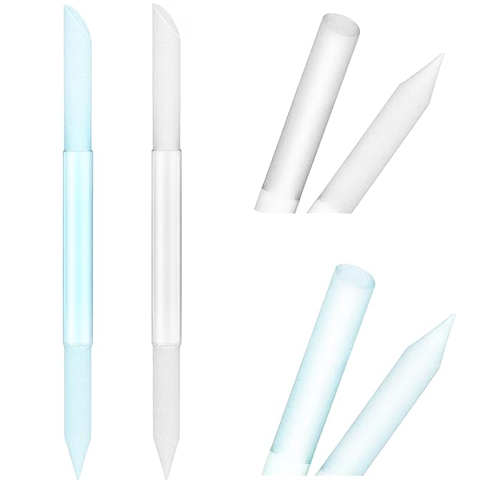 Sibba Cuticle Pusher Glass Cuticle Remover Tool Double Sided Cuticle Trimmer Manicure Stick Professional Precision Filing Abrasive Surface Nail Salons Set for Women Girls (2pcs (Transparent,Blue)