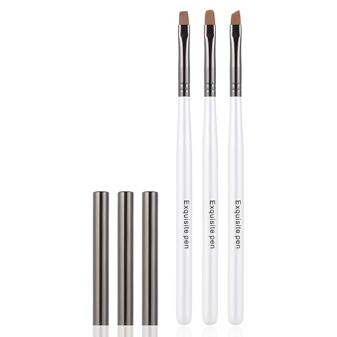 White Nail Art Clean Up Brushes for Cleaning Polish Mistakes on the Cuticles, Acetone Resistant Nail Brush, Fingernail Cleaning Brushes for Nail Art and Designs (Round&flat&Bevel)