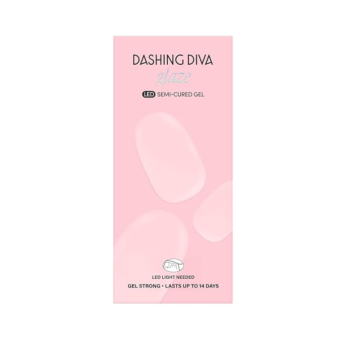 Dashing Diva Glaze Nail Strip Set - H20MG - Long Lasting, Chip Resistant, Semi-Cured Gel Nails - 4-Piece Manicure Kit with 32 Strips