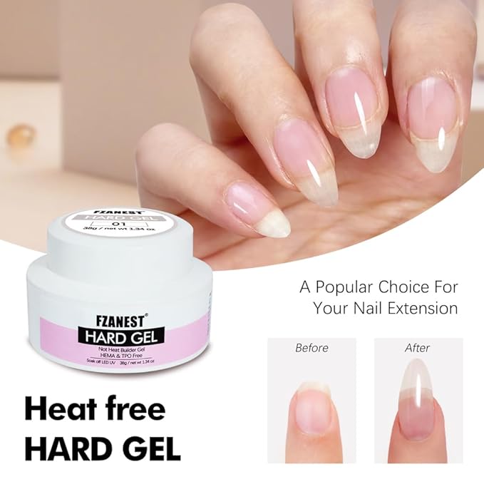 FZANEST Builder Gel Hema-free Tpo-Free Clear Hard Gel For Nails Extension Sculpting Overlay UV Led Soak Off #01