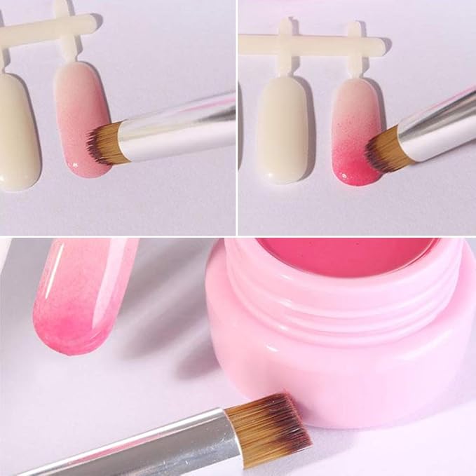 SILPECWEE 1Pc UV Gel Nail Ombre Brush Kolinsky Alloy Handle Nylon Hair Nail Art Gradient Painting Drawing Pen Manicure Brush Tools