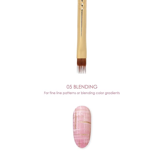 Daily Charme Nail Art Brush / 05 Blending, Flat Rectangle Brush, Notched Bristles, Perfect for Creating Fine Line Patterns & Blending Color Ombre DIY Home/Professional