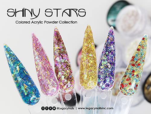 Legacy Nails Professional COLLECTION Acrylic Powder Kit 6 Colors Nail Art Set for Manicure DIY for Dip & Acrylic Nail Extensions (SHINY STARS COLLECTION)