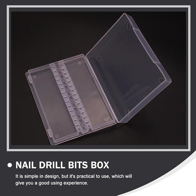 minkissy Nail Drill Bit Storage Box 14 Holes Organizer Case for 3/32 Inch Bits Manicure Grinding Head Storage Compact and Portable Nail Tool Holder for Salon and Home Use
