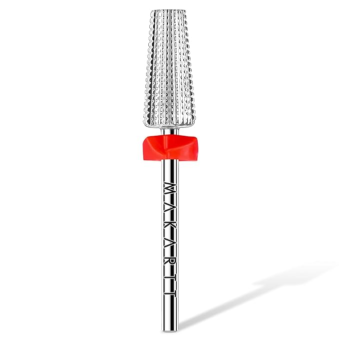 Makartt 5 in 1 Nail Drill Bits,3/32" Shank Tungsten Carbide Tapered Drill Bits for Nails Fast Removing Acrylic Nail Hard Gels Cuticle Professional Nail Efile Bit for Nail Drill Machine(Fine, Silver)