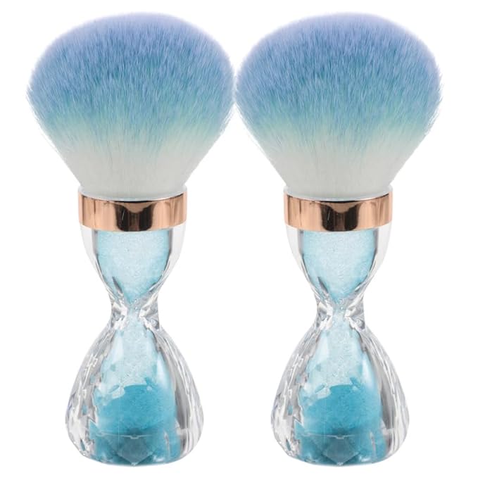 FRCOLOR 2Pcs Nail Dust Brush Acrylic Nail Art Dust Powder Brush Makeup Blush Brush Clean Up Tools Nail Art Brush Sky-blue