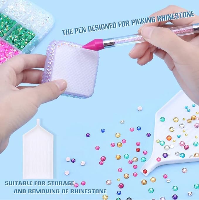 18000pcs (3.4.5mm) 5D Nail Rhinestone DIY Flat Bottom Kit Phone Case Accessories Jelly Flatback AB Jelly Rhinestones Kit AB for Nail Design Charms Gem (4MM9000PC)