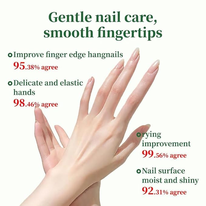 Gentle & Effective Natural Nail Repair Solution - Repairs CrackedCuticles, Hyaluronic acid Anti-fracture natural luster, nail hardener Calcium, Fast Absorbing