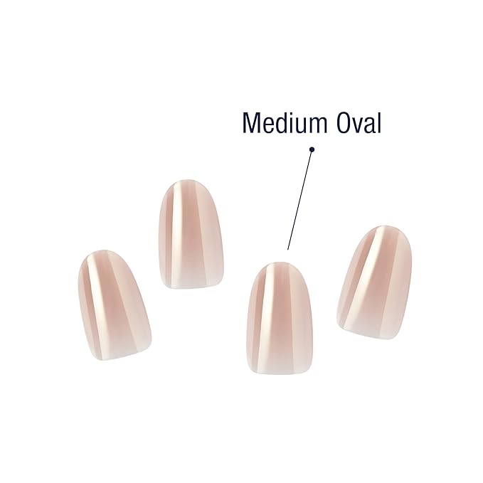 KISS Gel Fantasy 28 Pcs Press On Nails, Medium Oval Fake Nails, Pink Nude Chrome Stick On Extensions, Reusable Full Cover Kit with Glue, Manicure Stick & File, Wear for 7 Days, Vegan & Cruelty Free