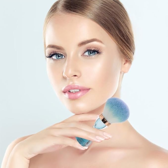 FRCOLOR 2Pcs Nail Dust Brush Acrylic Nail Art Dust Powder Brush Makeup Blush Brush Clean Up Tools Nail Art Brush Sky-blue