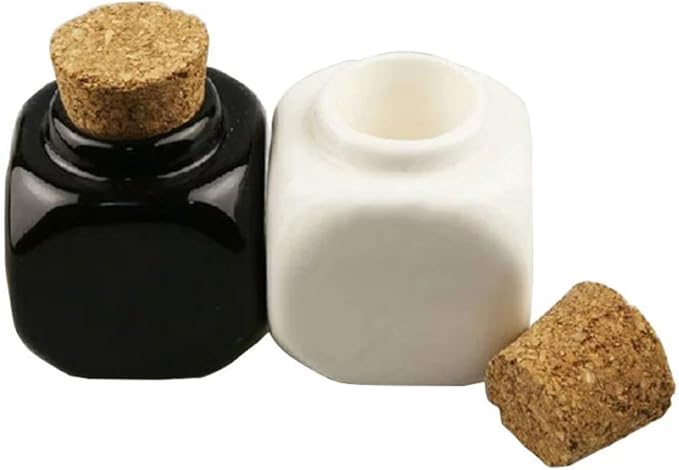 Porcelain Material Nail Art Acrylic Glass Dappen Dish Powder Liquid Bowl Holder Container With Soft Wooden Lid Nail Art Accessories (black&white)