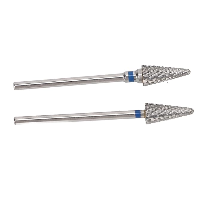 Tungsten Tapered Nail Drill Bit 2pcs, Long Lasting Cone Nail Art Grinding Heads Smooth Shaping, Electric Drill File Removal, for Manicure Pedicure Tool
