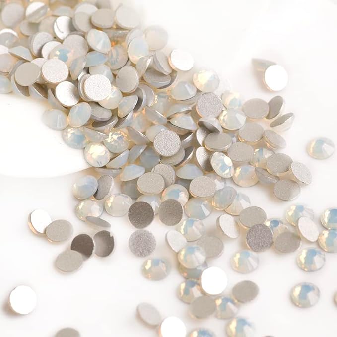 SS6 1440pcs Crystal Glass Opal White Nail Art Rhinestones Flatback Stone Non Hot Fix Strass for Nails Garment Clothing Craft Decoration