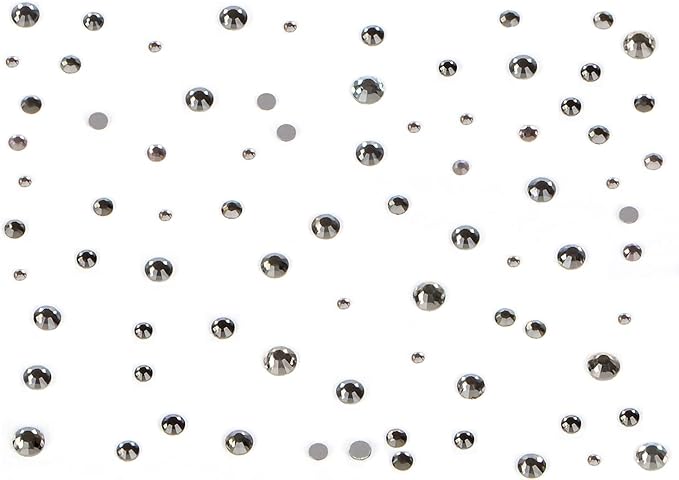 Bymitel 7200 Pieces 6 Mixed Sizes Glue Fix on Glass Rhinestones Round Crystal Gems Flatback for DIY Jewelry Making with one Picking Pen(6-Sizes 7200PCS, Black Diamond)