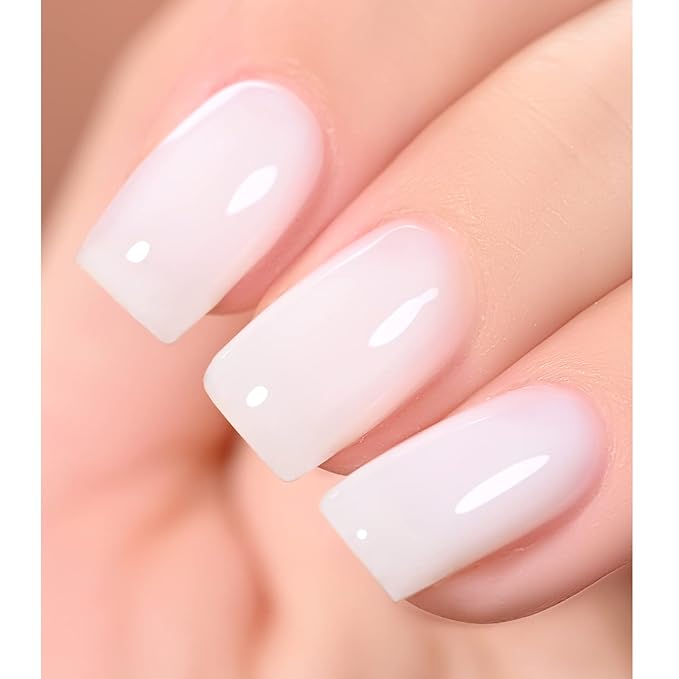GAOY Milky White Jelly Nude Gel Nail Polish Set, 6 Transparent Colors Sheer Pink Orange Soak Off UV Light Cure Gel Polish Kit for Salon and Nail Art DIY at Home
