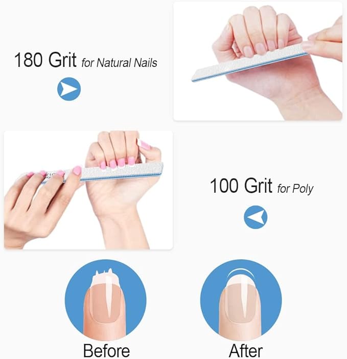 100 Pcs Nail File 100/180 Grit, Heavy Duty Nail Files for Acrylic/Natural Nails, Emery Boards for Nails, Strong Finger Nail Filler, Coarse Nail File for Home and Salon Use