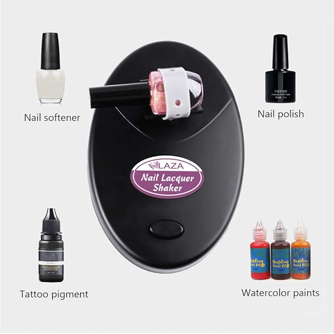 Laza Nail Lacquer Shaker Nails Gel Polish Varnish Adjustable Bottle Shaking Machine Shake Evenly Tools for Nails Art - Black