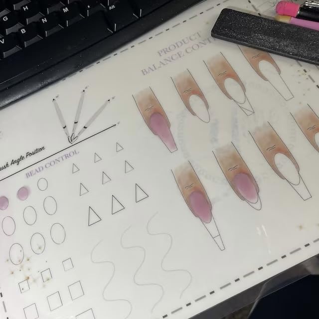 Nail Art Practice Sheet reusable Nail Art training mat Acrylic Nail sculpting Art stencil Guide French Tip Nail art worksheet 3D Nail design training sheet, Practice how to do acrylic Nail art (5)