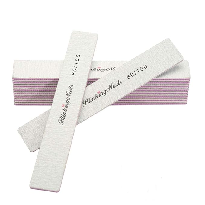 10Pcs Nail File 80/100 Grit Professional Nail Files and Buffers for Natural Nails, Double Sides Washable Block Disposable Nail Files for Nail Art DIY or Nail Manicure Salon