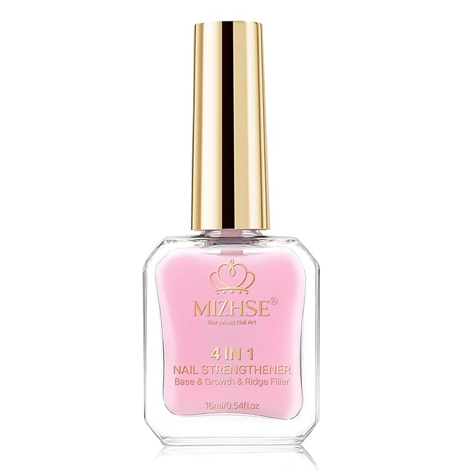 MIZHSE Nail Strengthener and Growth Nail Hardener Extra Strong and Growth, Nail Repair for Thin and Damaged Nails, Concealer Ridge Filler Foundation Polish Pink 16ML