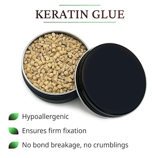 25 g Hair Extension Italian Keratin Glue Granule Pellet for Hot Fusion, K Tip, U-Tip, I-Tip, Keratin Granule Bead, Hair Glue, Hot Keratin Glue for Hair Extension and Nail Design (Beige)