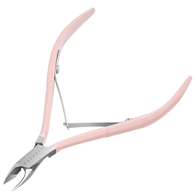Makartt Cuticle Nippers, Pink Cuticle Trimmer Extremely Sharp Full Jaw Cuticle Remover Nail Care for Manicure Home Salon Use (Pack of 1)