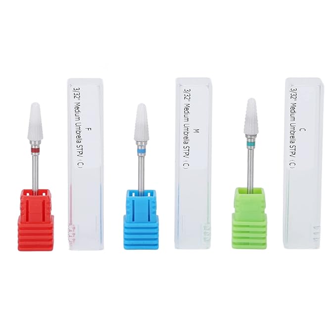 3pcs Nail Drill Bits, Ceramic Nail Drill Bit Set Gel Removal Nail Polishing Grinding Bit Accessory for Electric Nail Drill