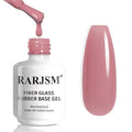 RARJSM Rosy Pink Fiber Glass Rubber Base Nude Sheer Jelly Glassy Amber Gel Nail Polish for Repair Broken Nails Strengthener Base Color Brush on Building Gel in a Bottle Curing Requires 15ml
