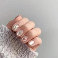 Press on Nails Short Squoval Square, Diamond Dust Hearts Holographic False Nails,Cat Eye Glow Glue on Nails,Icy Shimmer Fake Nails Kit,Luxe Sweet Ins Design False Nails with Tools 10pcs(S)