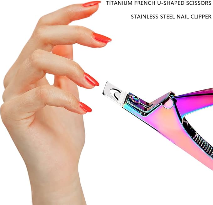 SUMAJU Professional Acrylic False Nail Clippers for Acrylic Nails Nail Tip Cutter Nail Manicure Tool (Rainbow)