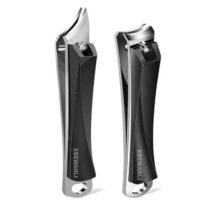 Nail Clippers Set, Ultra Sharp Nail Clippers for Men, Slanted Angled Ingrown Toenail Clipper and Curved Fingernail Clipper Cutters, Stainless Steel Finger Nail Clippers Adult