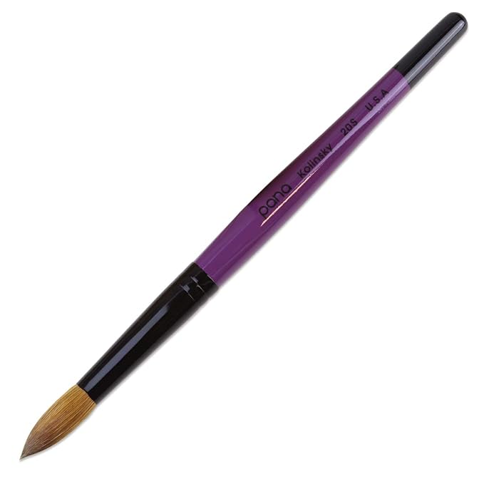 Pure Kolinsky Hair Acrylic Nail Brush - Round Shape Black Ferrule with Purple Wood Handle (Size 20)