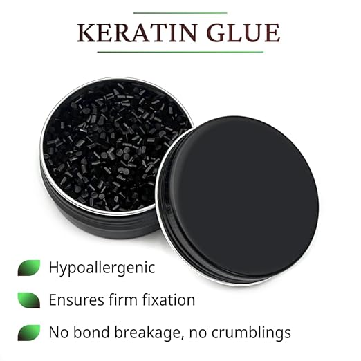 25 g Hair Extension Italian Keratin Glue Granule Pellet for Hot Fusion, K Tip, U-Tip, I-Tip, Keratin Granule Bead, Hair Glue, Hot Keratin Glue for Hair Extension and Nail Design (Black)