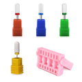 4 pcs Round Head Ceramic Nail Drill Bit with 1 pcs Nail Drill Bit Storage Box For Electric Nail Drill Manicure Machine Accessories Tool (Set)