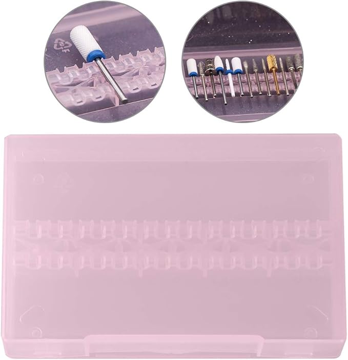 Semme Nail Bit Case,Nail Drill Box,Portable 14 Holes Nail Drill Display Box Nail Art Polishing Grinding Drill Bit Holder Storage Box()