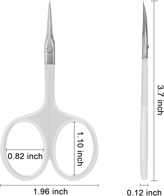 CGBE Manicure Scissors, Extra Fine Eyebrow Scissors for Grooming, Curved Blade Nail Scissors Precise Pointed Tip Grooming Kit for Eyebrow, Eyelash, Trim Nail and Dry Skin, White