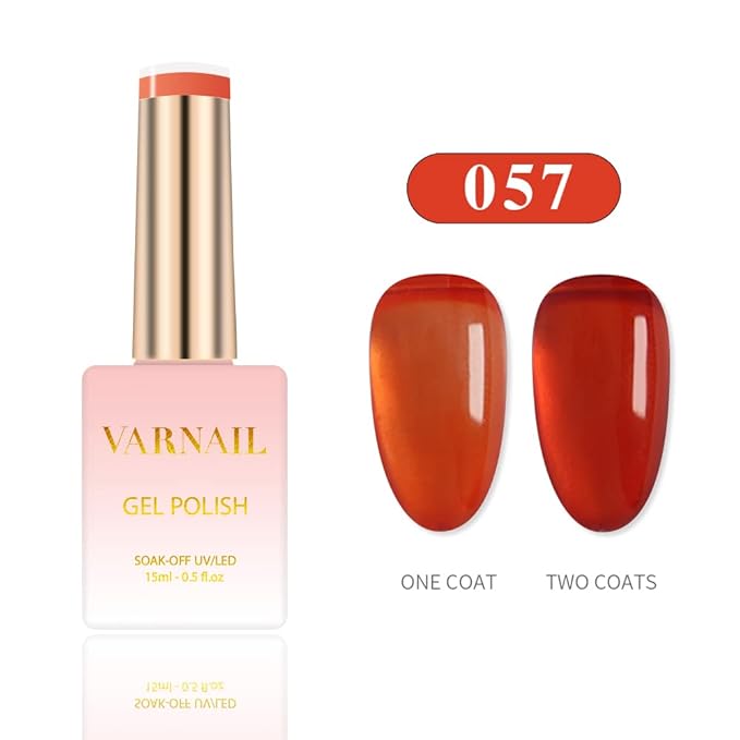 VARNAIL Jelly Gel Nail Polish Kit 6 Colors, Translucent Brown Sheer Series, Soak off U V Light Gel Nail Polish 15ml/ Bottle, Nail Art Manicure DIY Home Salon for Women Girls