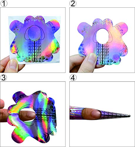500PCS Stiletto Nail Tips Laser Nail Forms Gel Polish Extension Forms Acrylic Tips Nail Art Decoration DIY Nail Gel Curl
