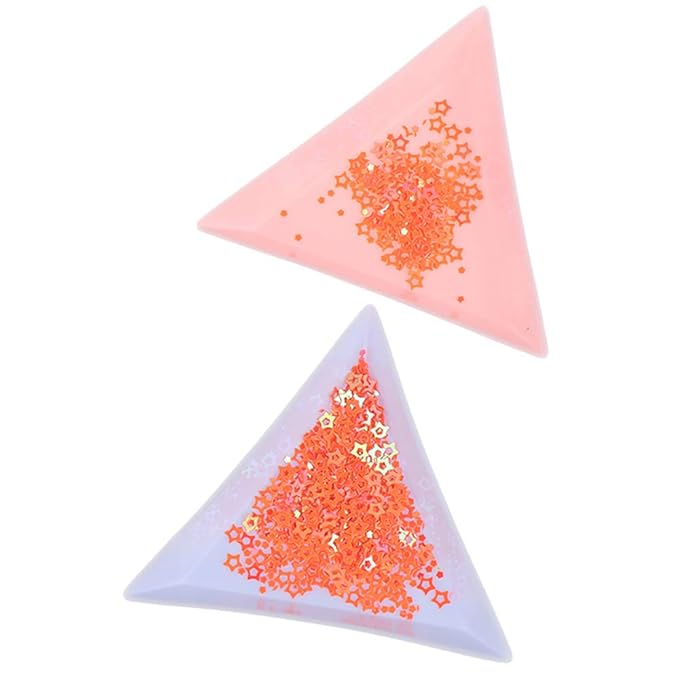 10PCS Nail Accessories Storage Tray, Nail Art Rhinestone Bead Crystal Sorting Storage Plate, Colorful Plastic Triangle Storage Tool(blue)