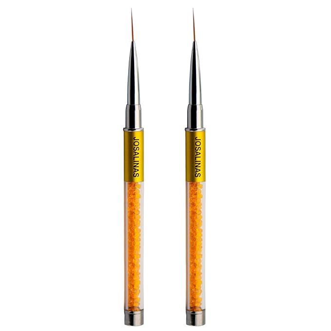 Nail Brushes Art Pen 2PCS, Gel Polish Painting Tools with Nail Extension Gel Builder, Salon at Home DIY Manicure (Gold-Liner#15mm)