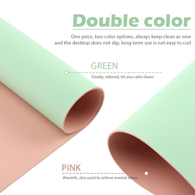 Foldable Nail Mat, Waterproof Manicure Pad 23.62x15.75 Inch | Perfect for Manicure at Home or Salon | Easy to Clean, Portable Design (Green+Pink)