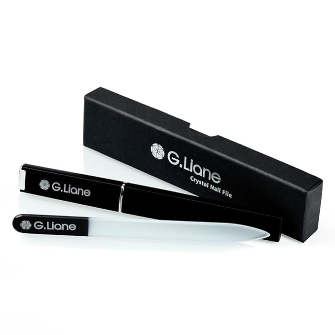 Crystal Nail File-Double Sided Etched Glass Nail Files, Alternative to Metal Nail File & Emery Boards (Black)